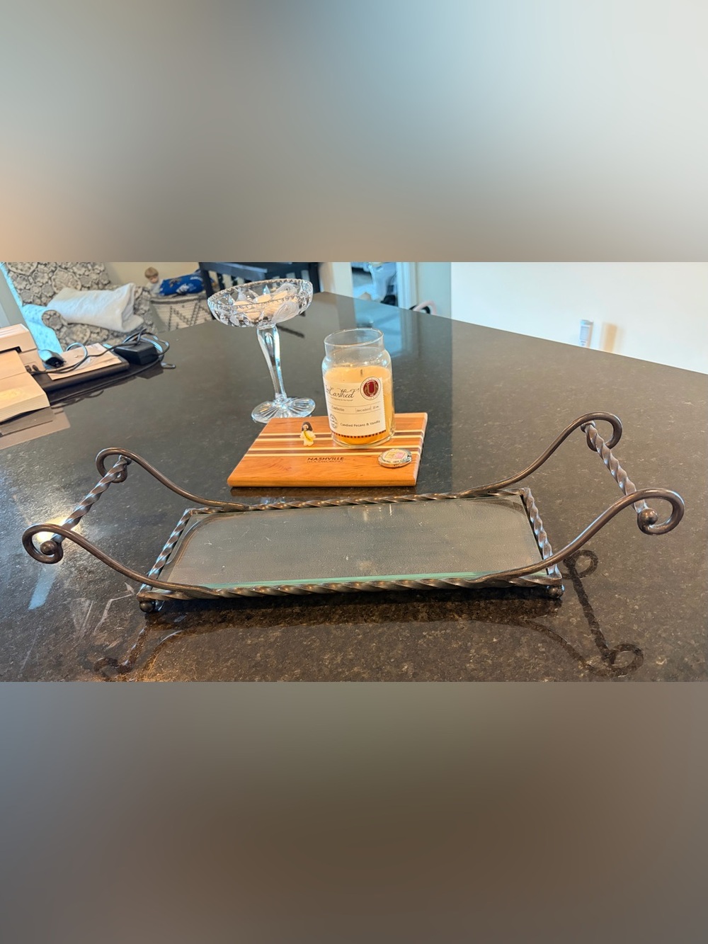 Vintage Southern Living At Home SLAH Iron And Glass Rectangular Tray